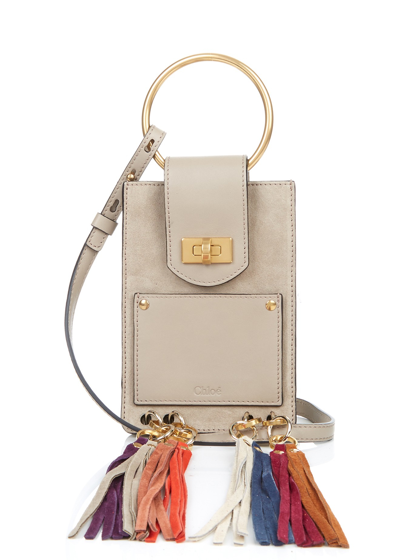 chloe jane small fringed leather and suede shoulder bag